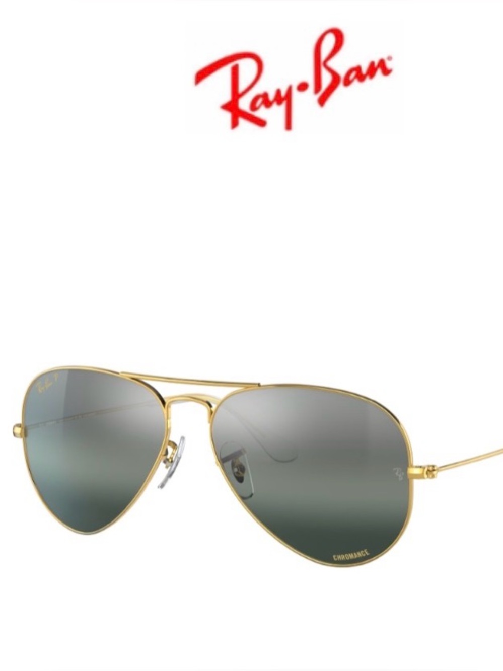 Ray-Ban Large Aviator Gold with Silver/Blue Polarized Flash Lenses